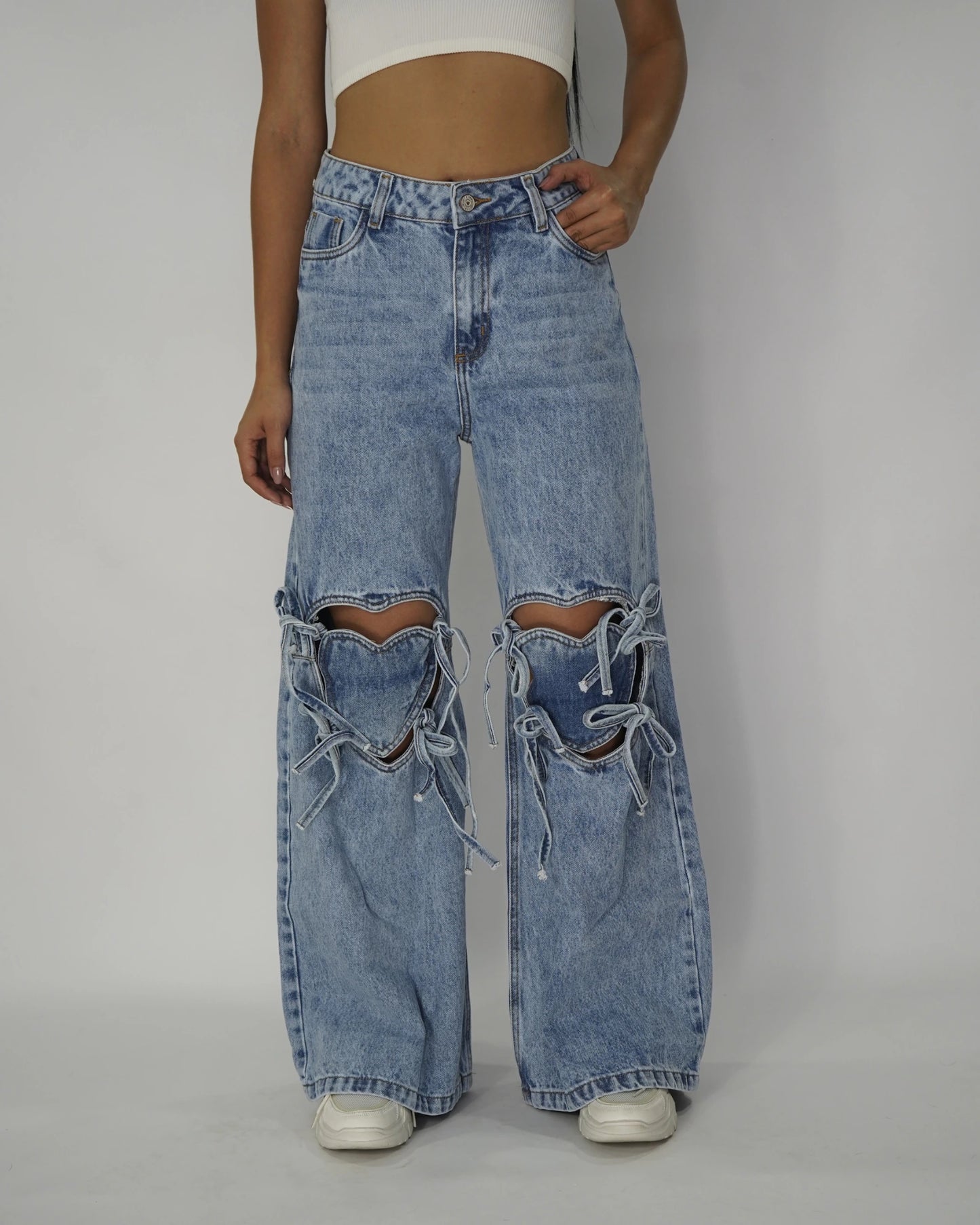 Jeans Palazo heart parch