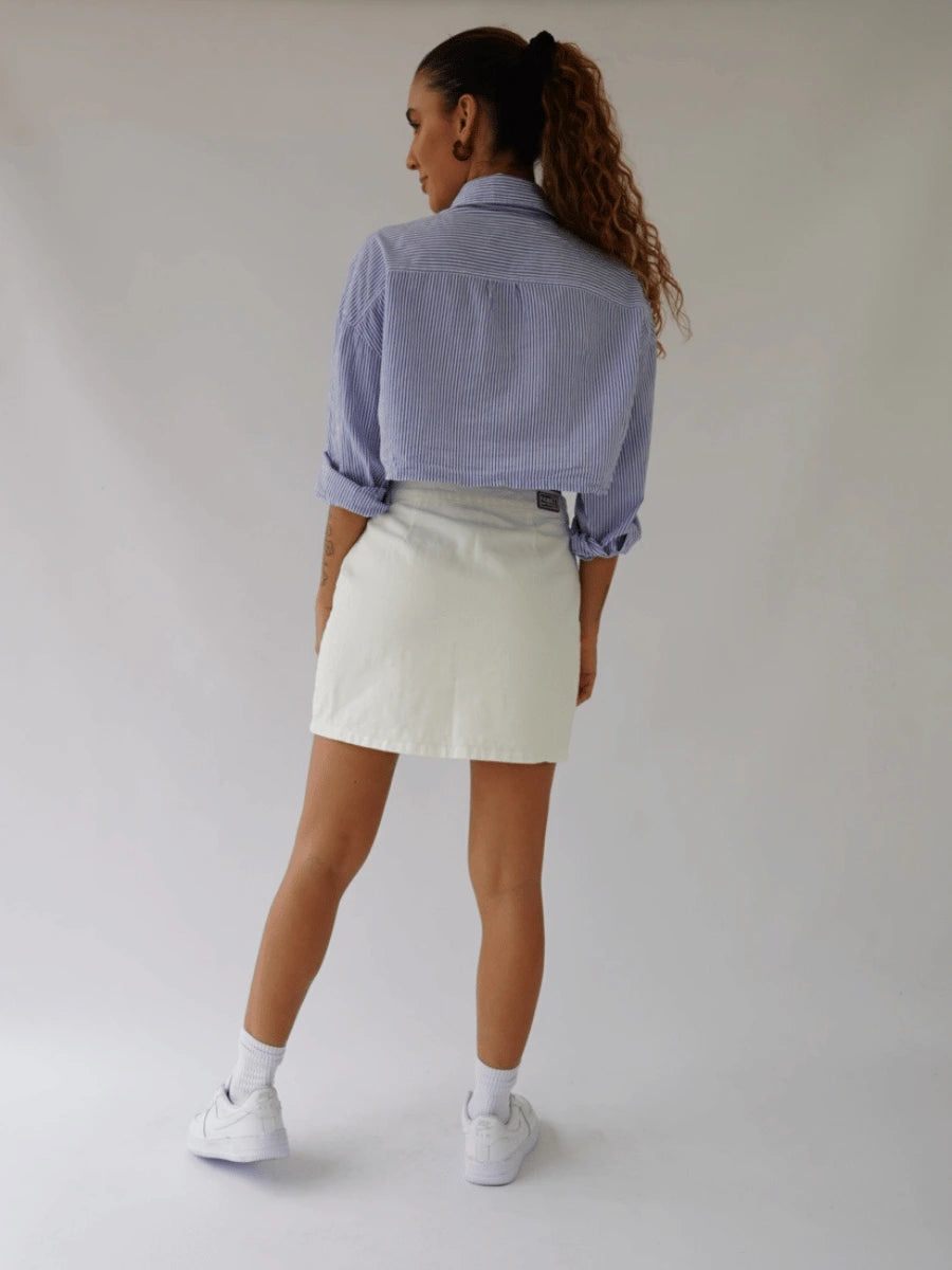 Falda Botón Lateral Tono Beige