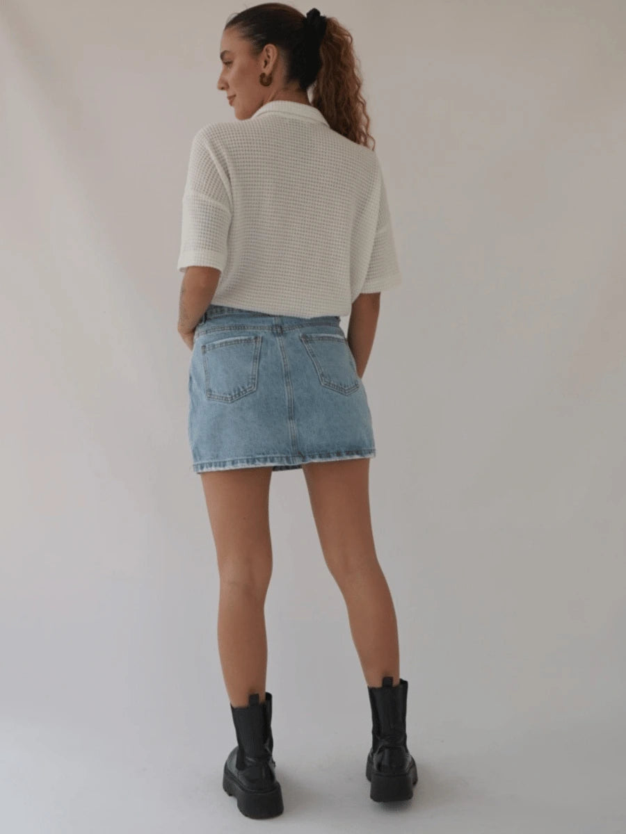 Mini falda clara destoyed