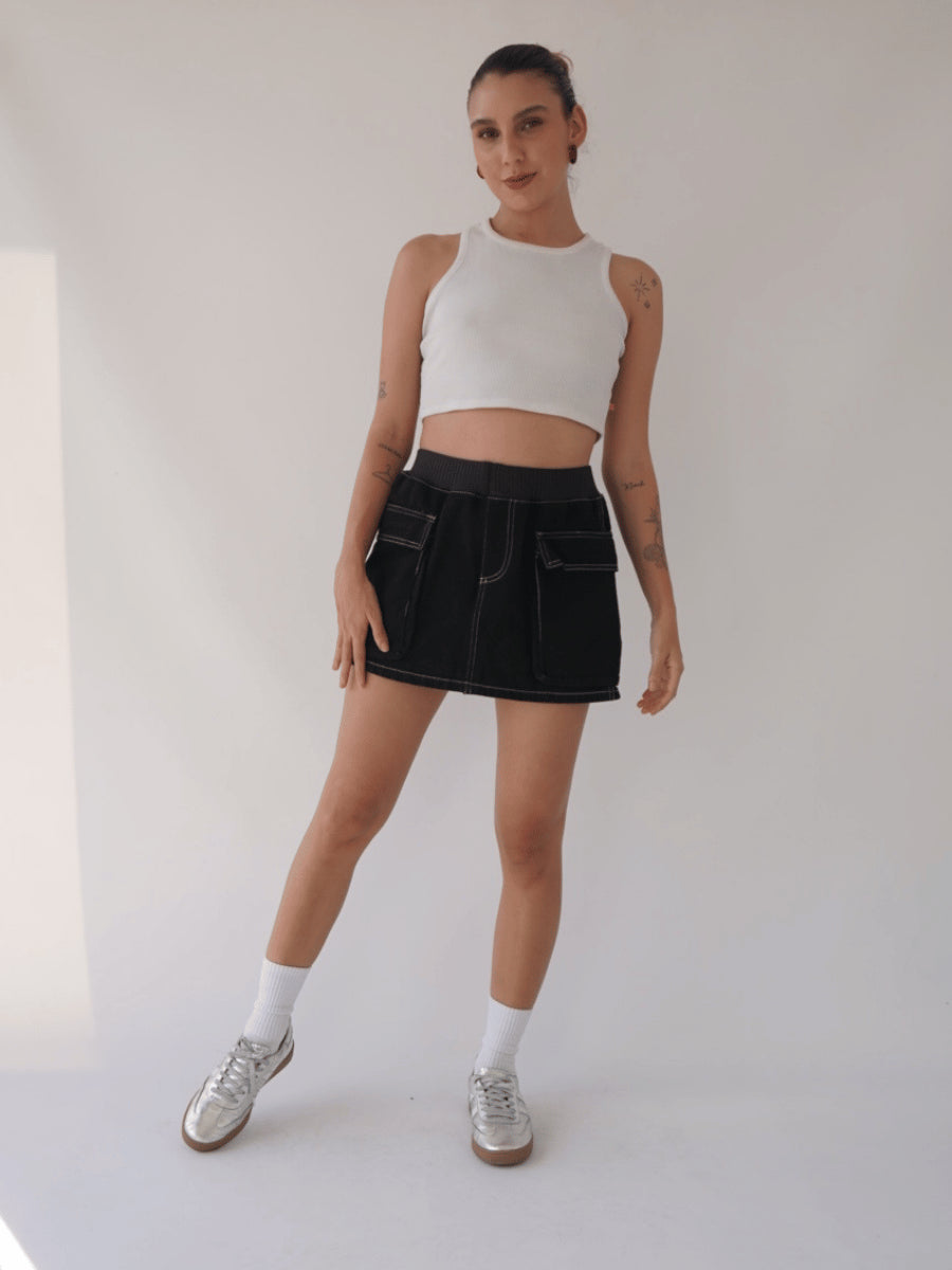Falda Cargo Tono Negro