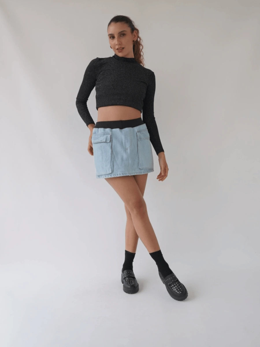 Falda Cargo Rib Clara