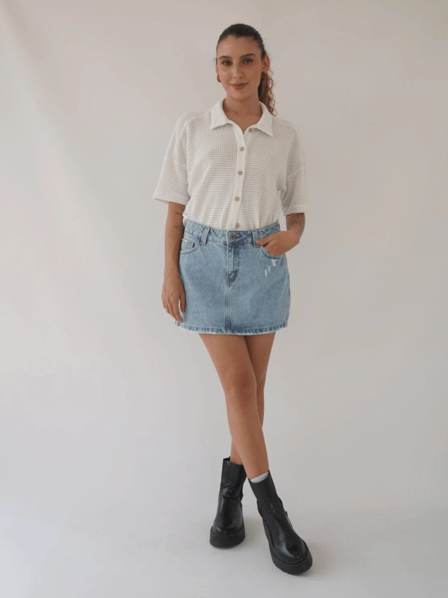 Mini falda clara destoyed