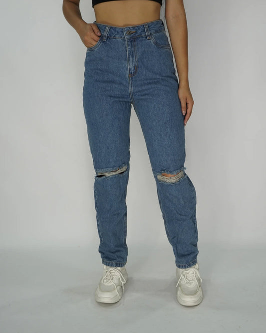 Mom Jeans Medio Roto