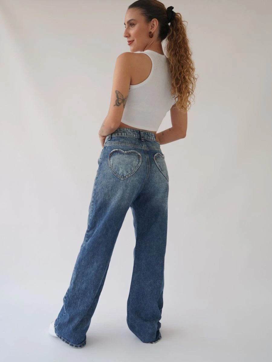 Jeans Bolsillo Corazón oscuro