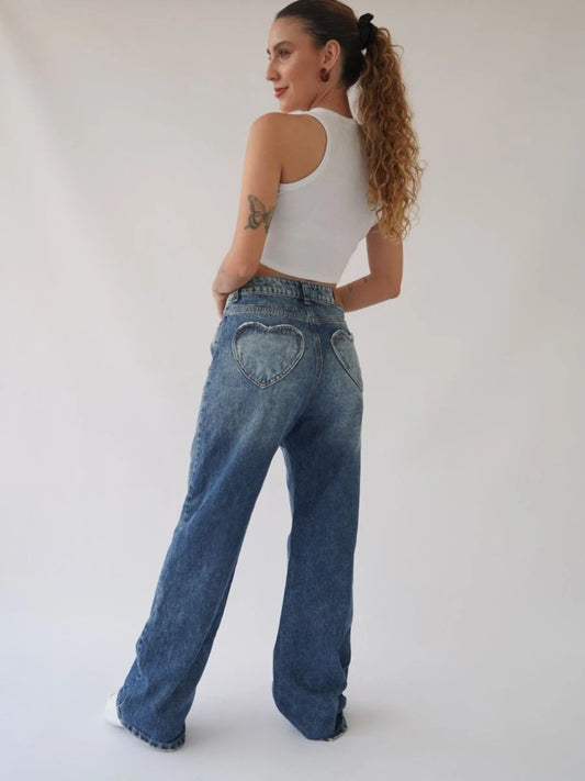 Jeans Bolsillo Corazón oscuro