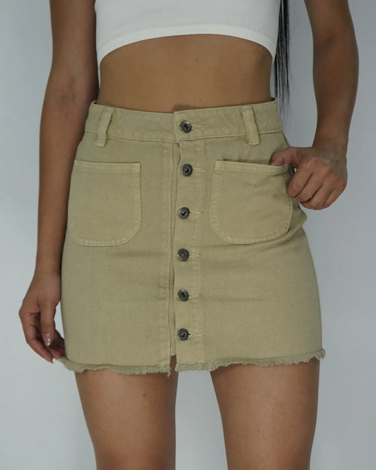Falda Bolsillo Parche Caqui