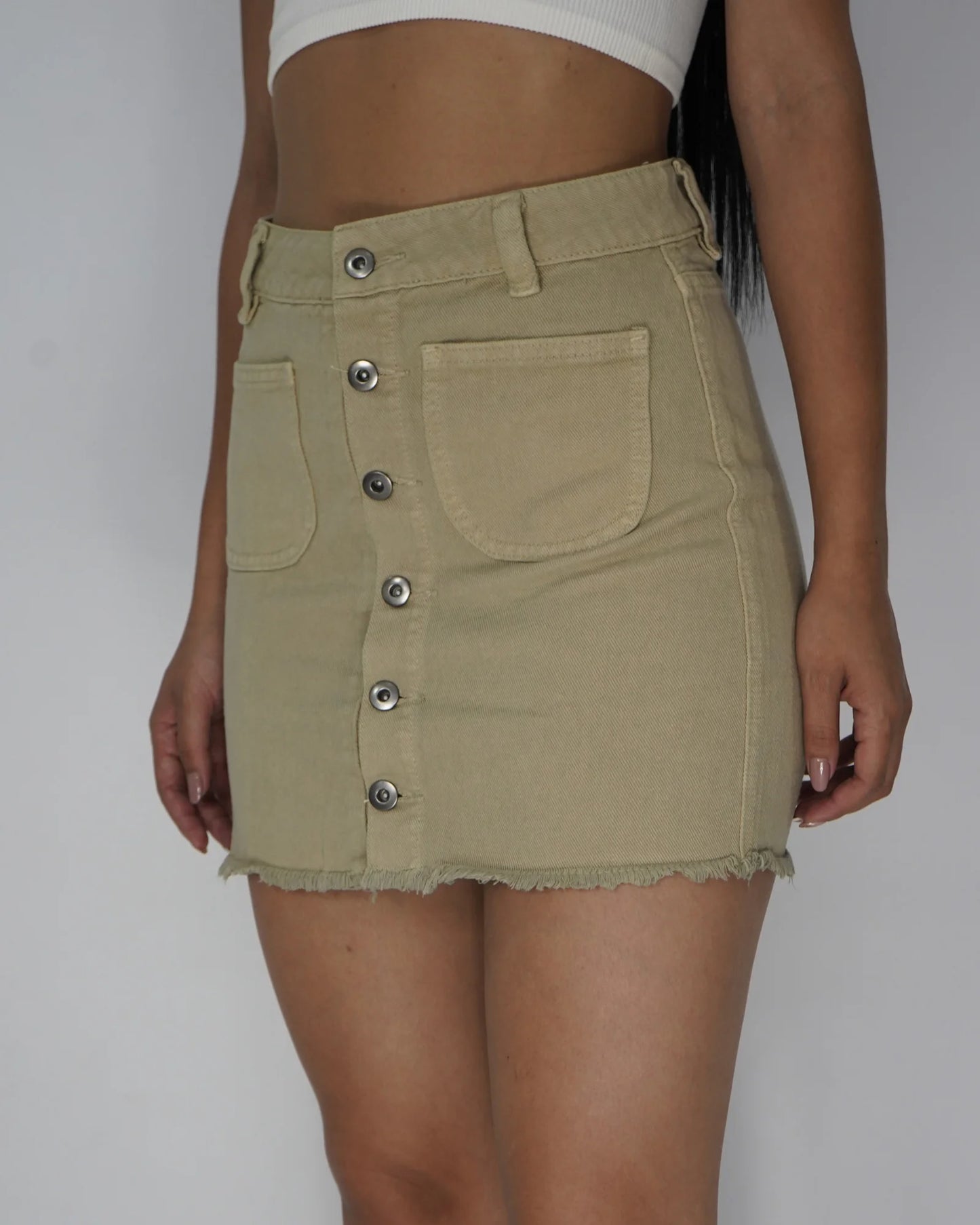 Falda Bolsillo Parche Caqui