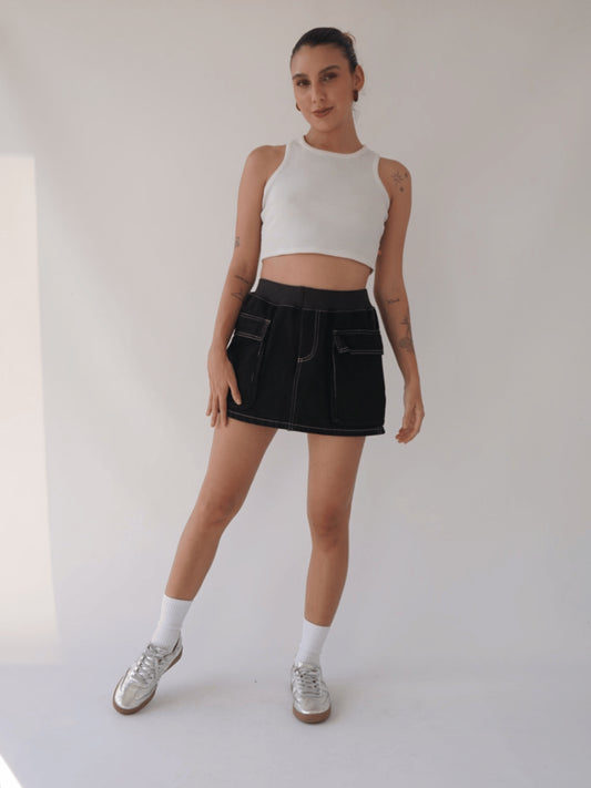 Falda Cargo Tono Negro