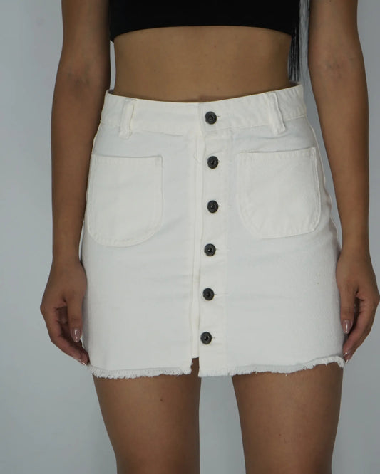 Falda Bolsillo Parche Blanca