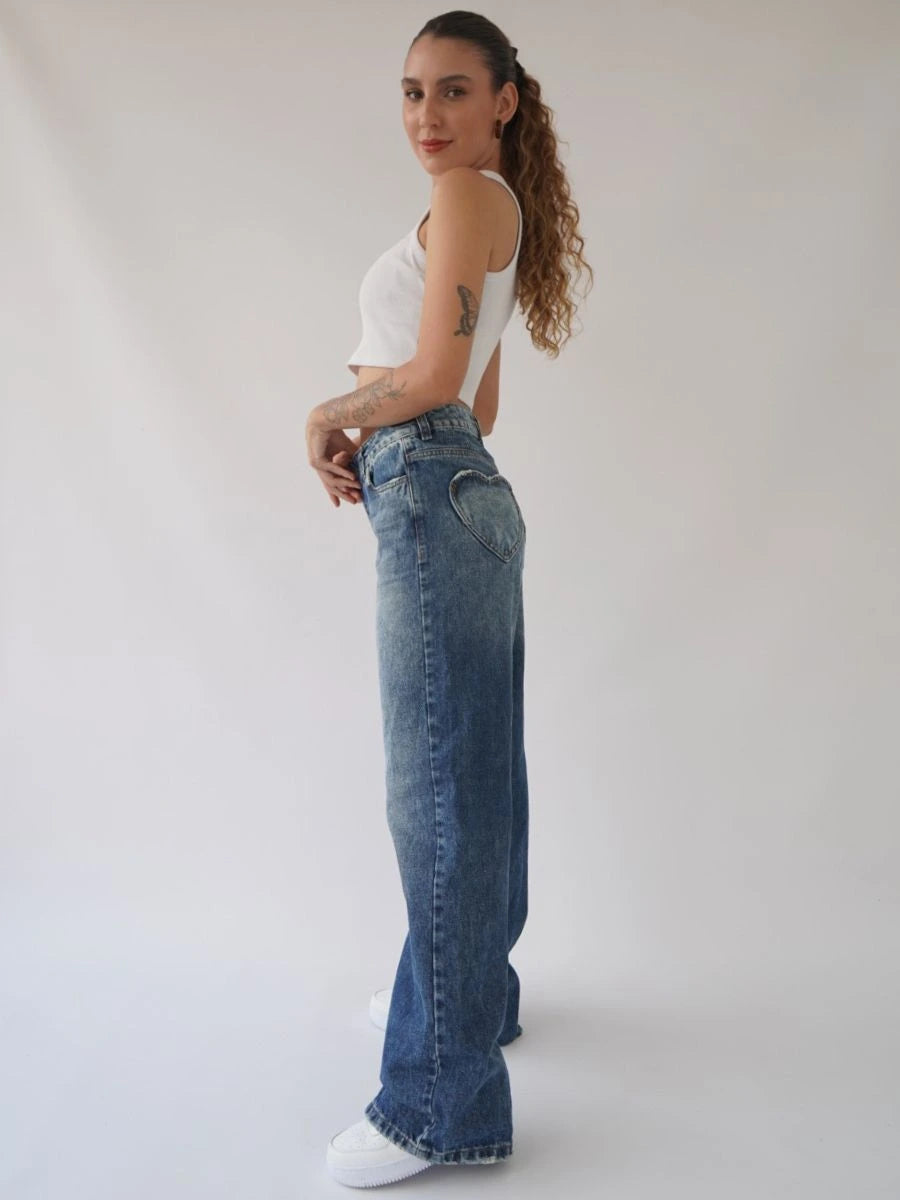 Jeans Bolsillo Corazón oscuro