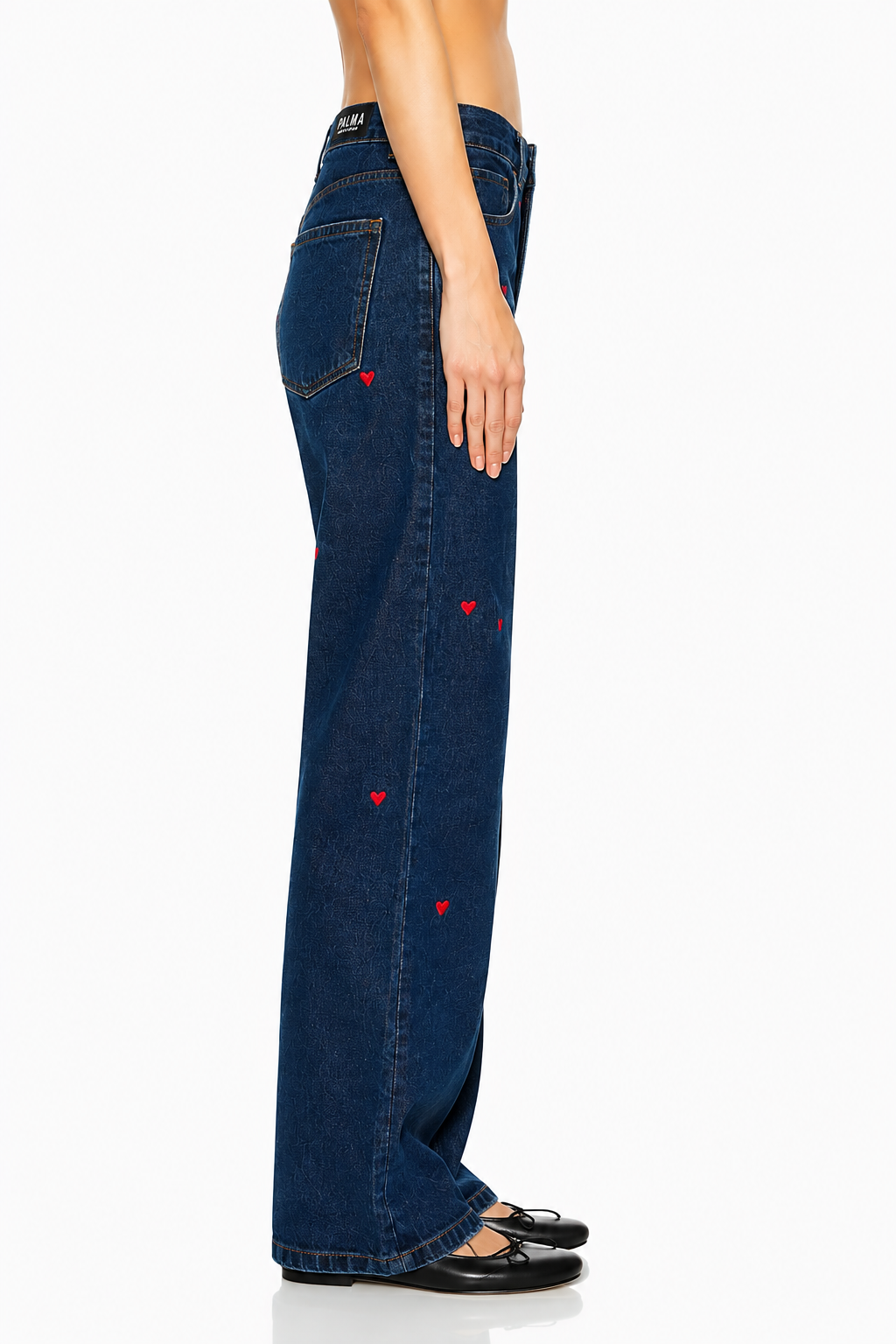 Jeans Flare Corazoncitos Bordados